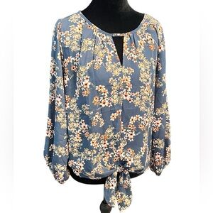 West Kei Floral Print Navy Blouse